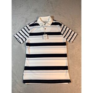 Ben Sherman Striped White Blue 3 Button Tech Jersey Golf Sport Men's‎ S